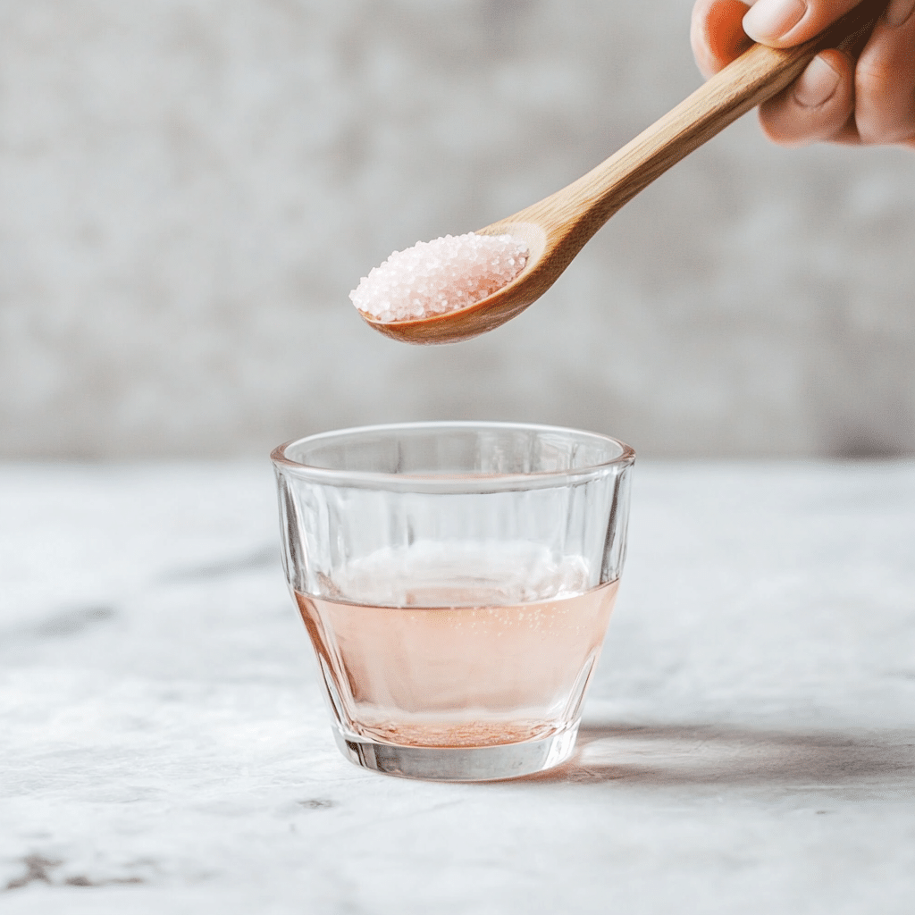 mixing pink salt drink morning ritual