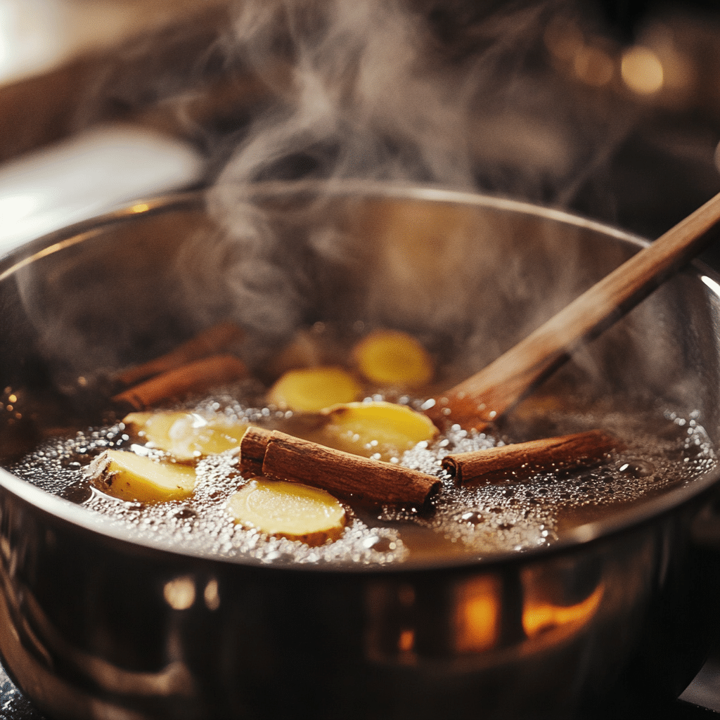 brewing ginger and cinnamon for green tea