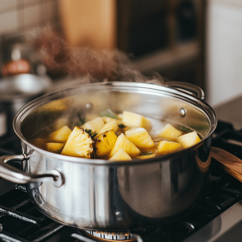 Simmering Costa Rican Slimming Tea on stove