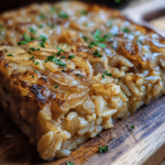 French Onion Chicken Orzo Casserole 3 Delicious French Onion Chicken Orzo Casserole topped with melted cheese