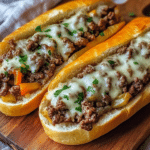 Delicious Ground Beef Philly Cheesesteaks on a plate with toppings