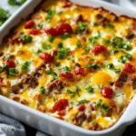 Easy Make-Ahead Breakfast Casserole 5 Easy make-ahead breakfast casserole served in a baking dish