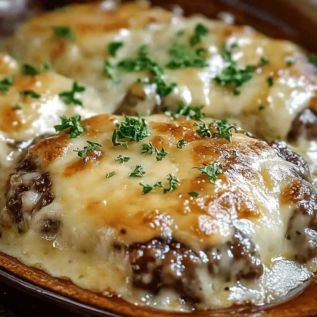 Delicious Amish Hamburger Steak Bake served with vegetables