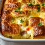 Buttery Overnight Croissant Breakfast Casserole - flirtyfood