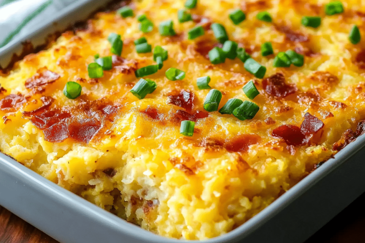 Easy Hashbrown Breakfast Casserole - Family Favorite 4 Delicious hashbrown breakfast casserole served on a plate, perfect for family gatherings.