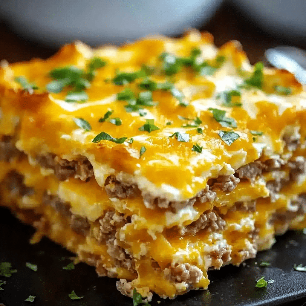 Delicious Overnight Breakfast Casserole to Brighten Mornings 4 Delicious overnight breakfast casserole topped with cheese and herbs