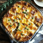 Savory Farmer's Casserole in a baking dish ready for breakfast