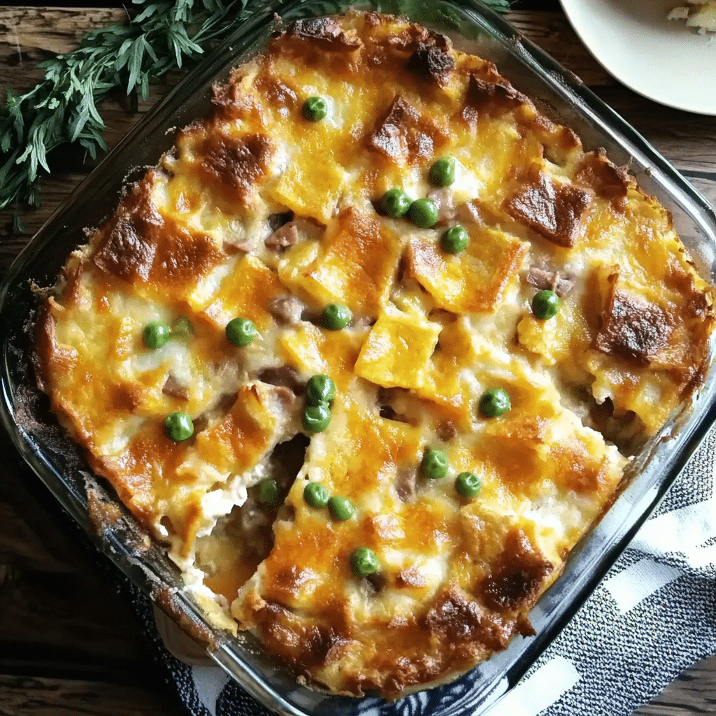 Savory Farmer's Casserole in a baking dish ready for breakfast