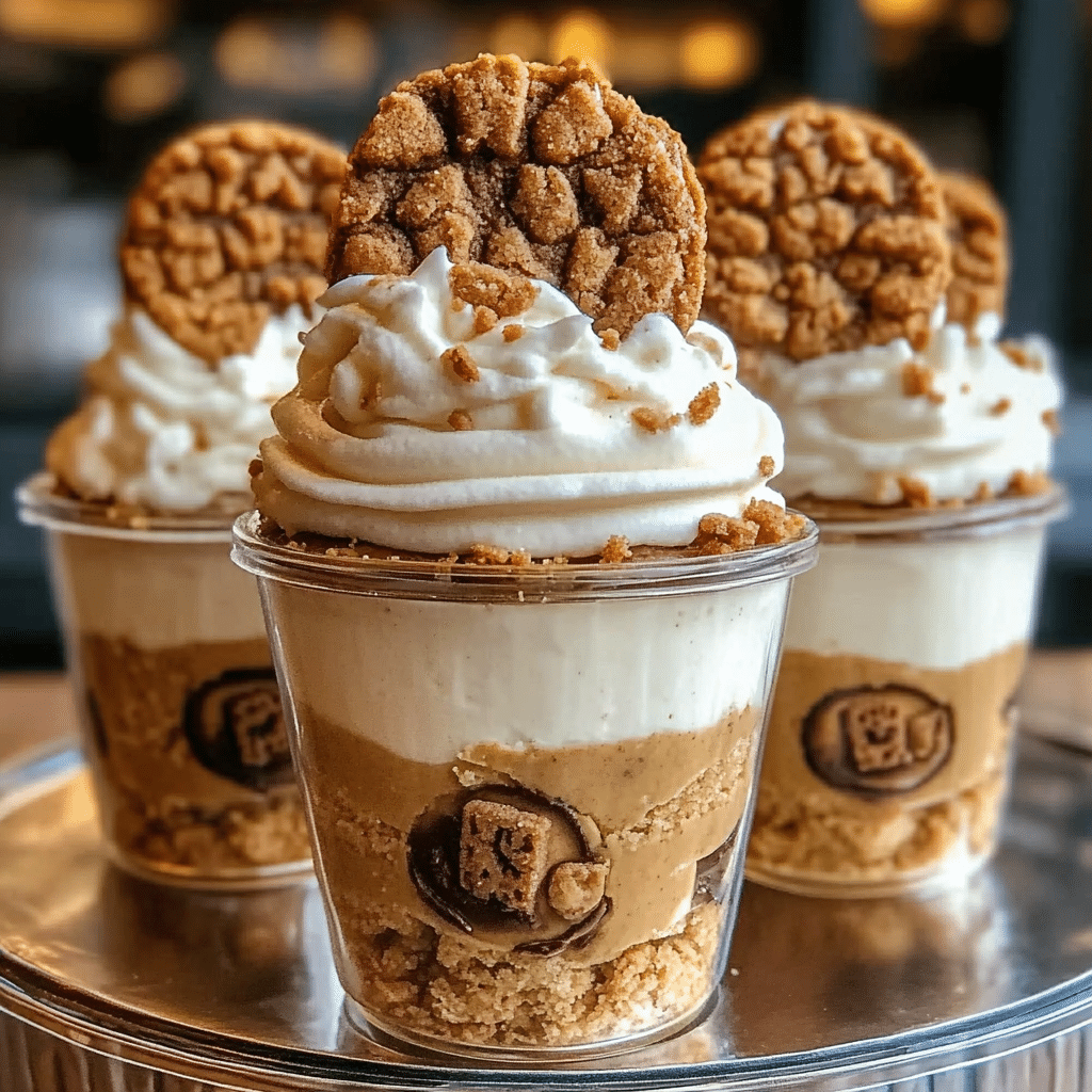 Cookie Butter Cheesecake Cups 4 Delicious Cookie Butter Cheesecake Cups topped with cookie crumbles