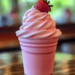 Strawberry Dole Whip 7 Delicious strawberry Dole Whip served in a colorful bowl