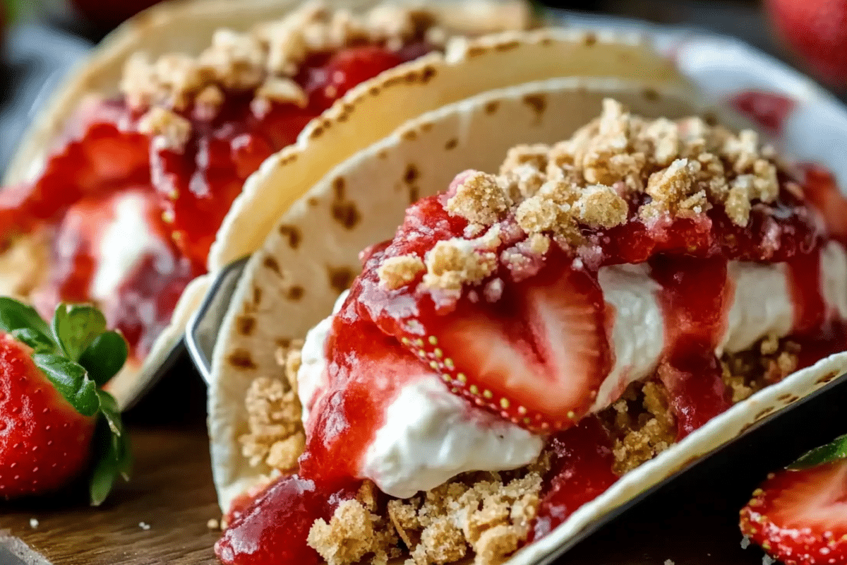 Strawberry Crunch Cheesecake Tacos