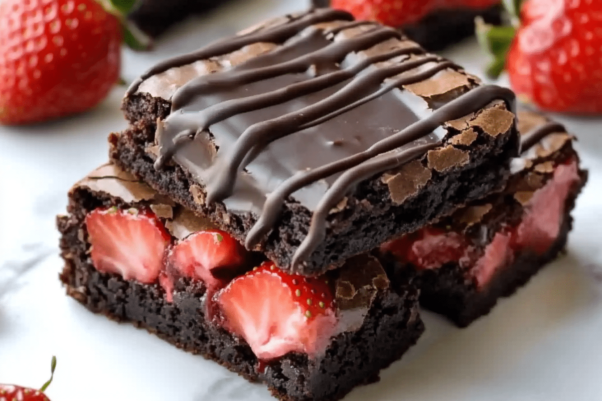 Chocolate Covered Strawberry Brownies